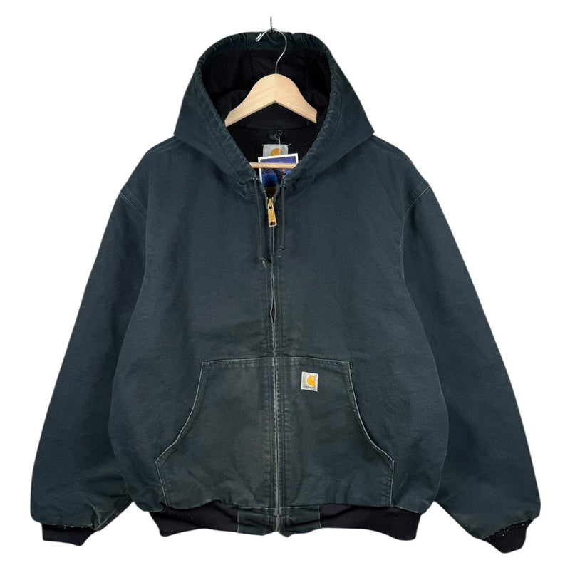 Vintage Carhartt J131 BLK Hooded Insulated Workwear Jacket