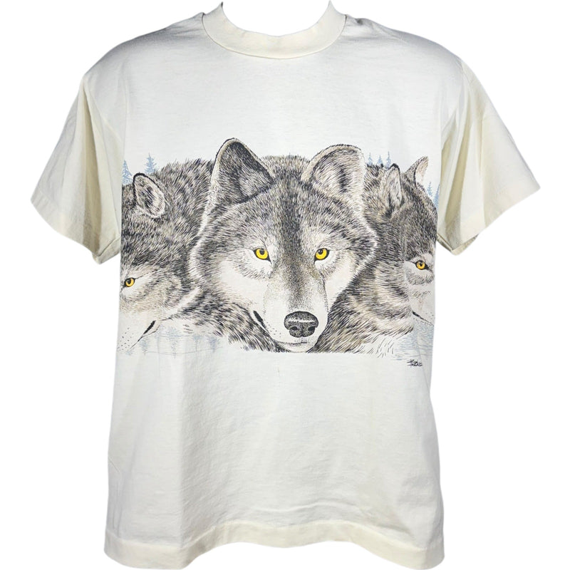 Vintage Wolves In The Woods Nature Tee 90s