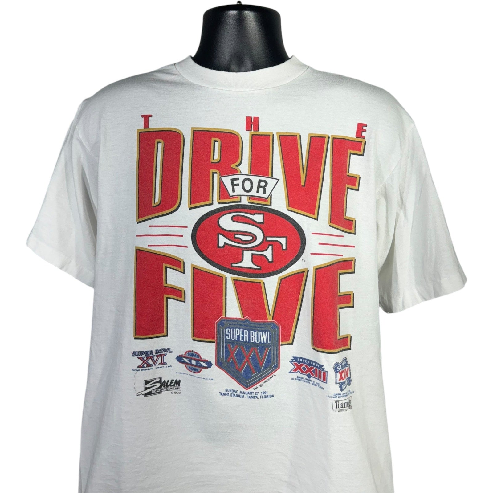 Vintage San Francisco 49ers Super Bowl 25 Logo NFL Tee 90s