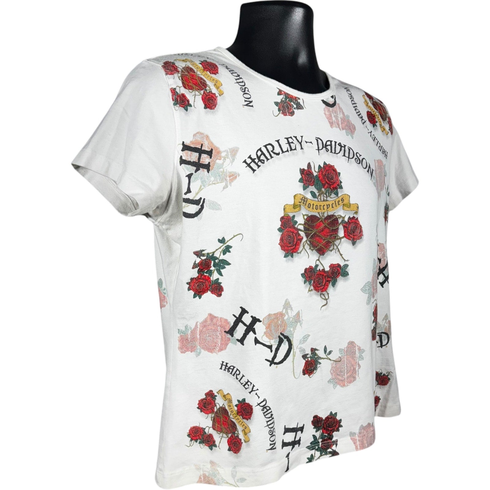 Vintage Women's Harley Davidson Roses AOP Tee