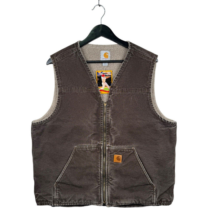 Vintage Carhartt Sherpa Lined Canvas Workwear Vest