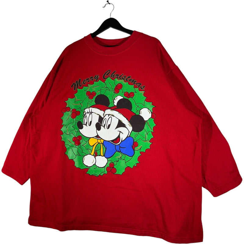 Vintage "Merry Christmas" Mickey Mouse 3/4 Sleeve Crewneck