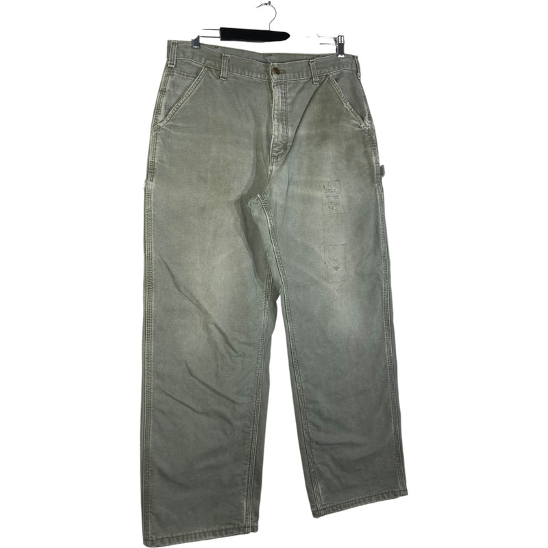 Vintage Carhartt Duck Flannel-Lined Distressed Work Pants 34x30