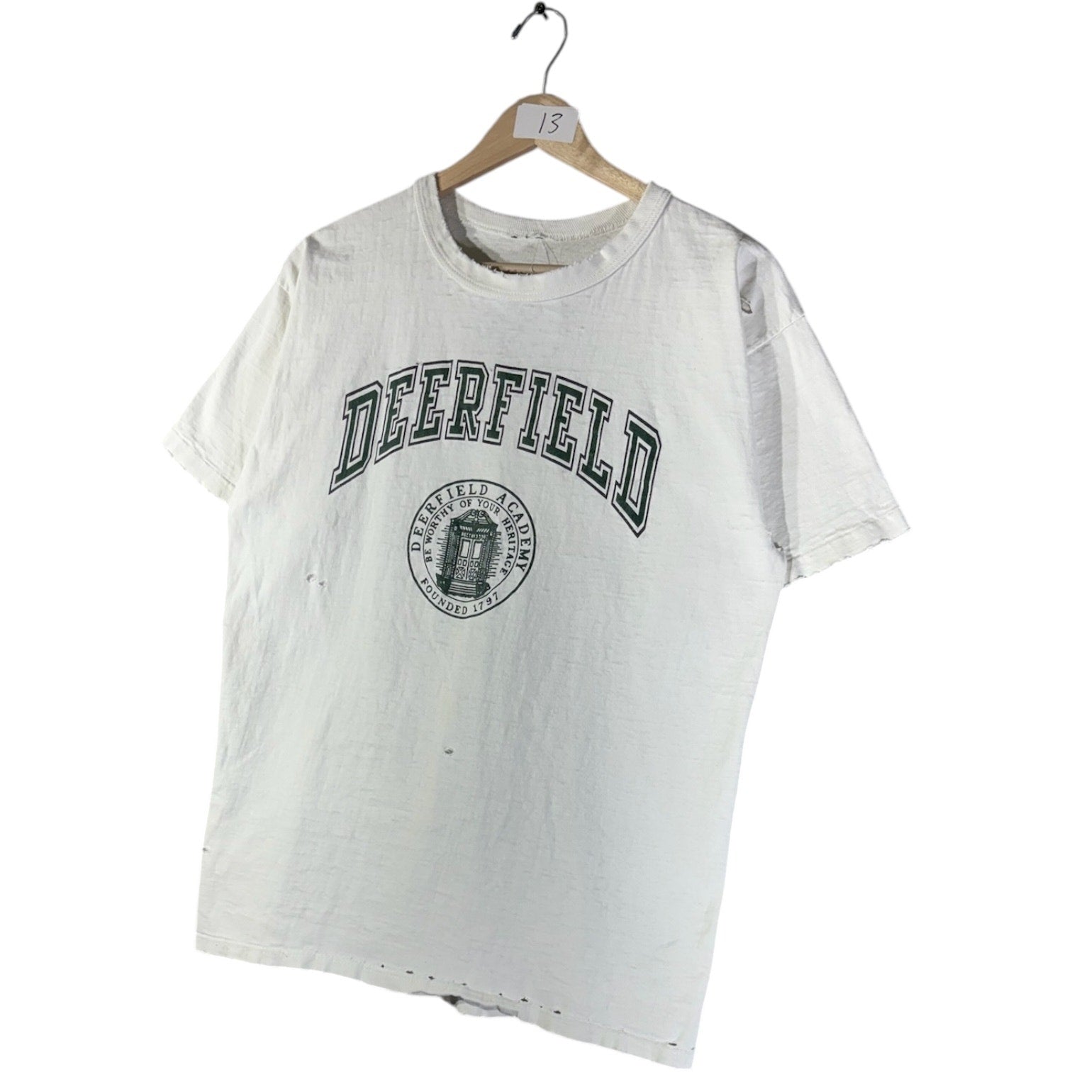Vintage Deerfield Academy Graphic Logo T-Shirt