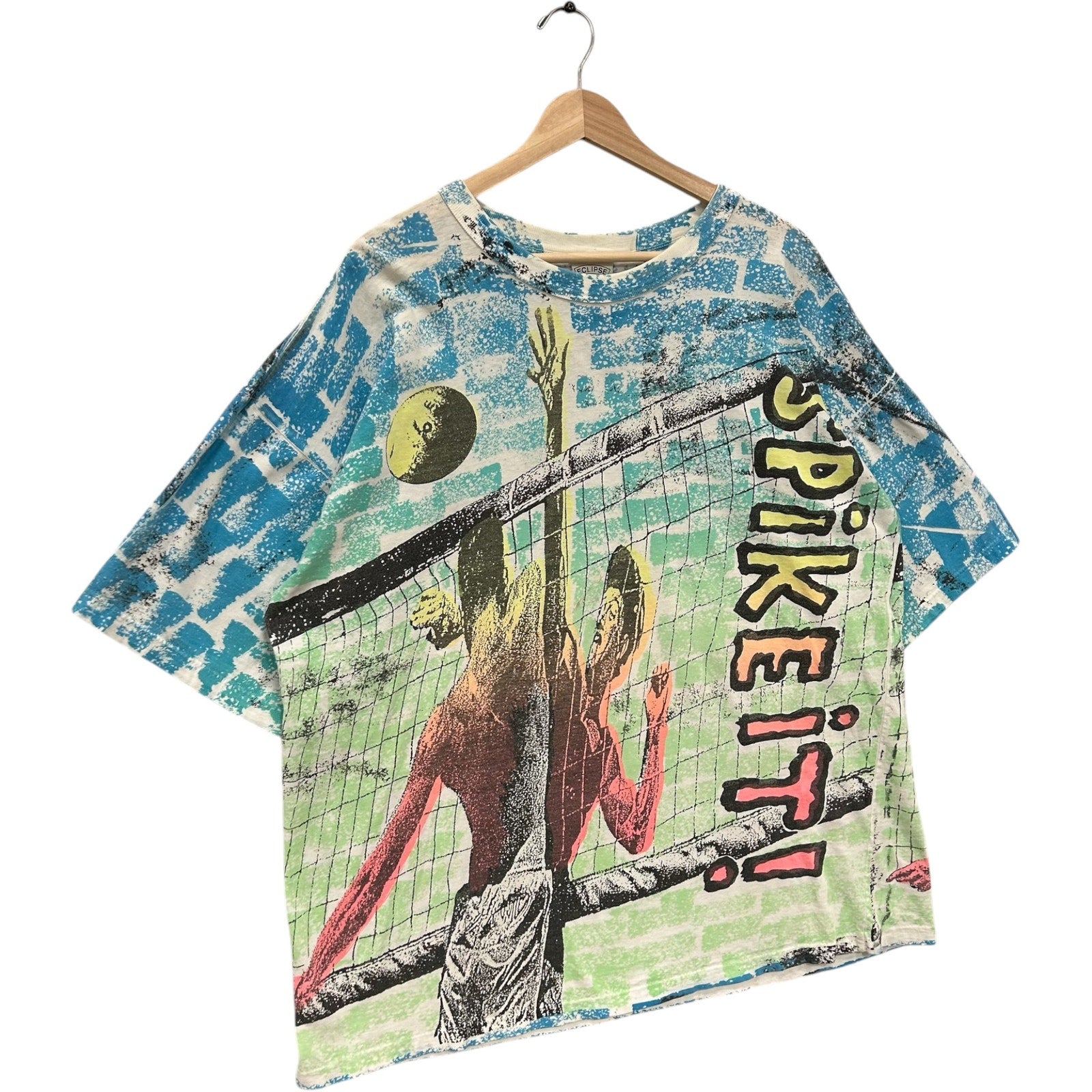 Vintage Spike It Beach Volleyball Double Sided AOP Tee