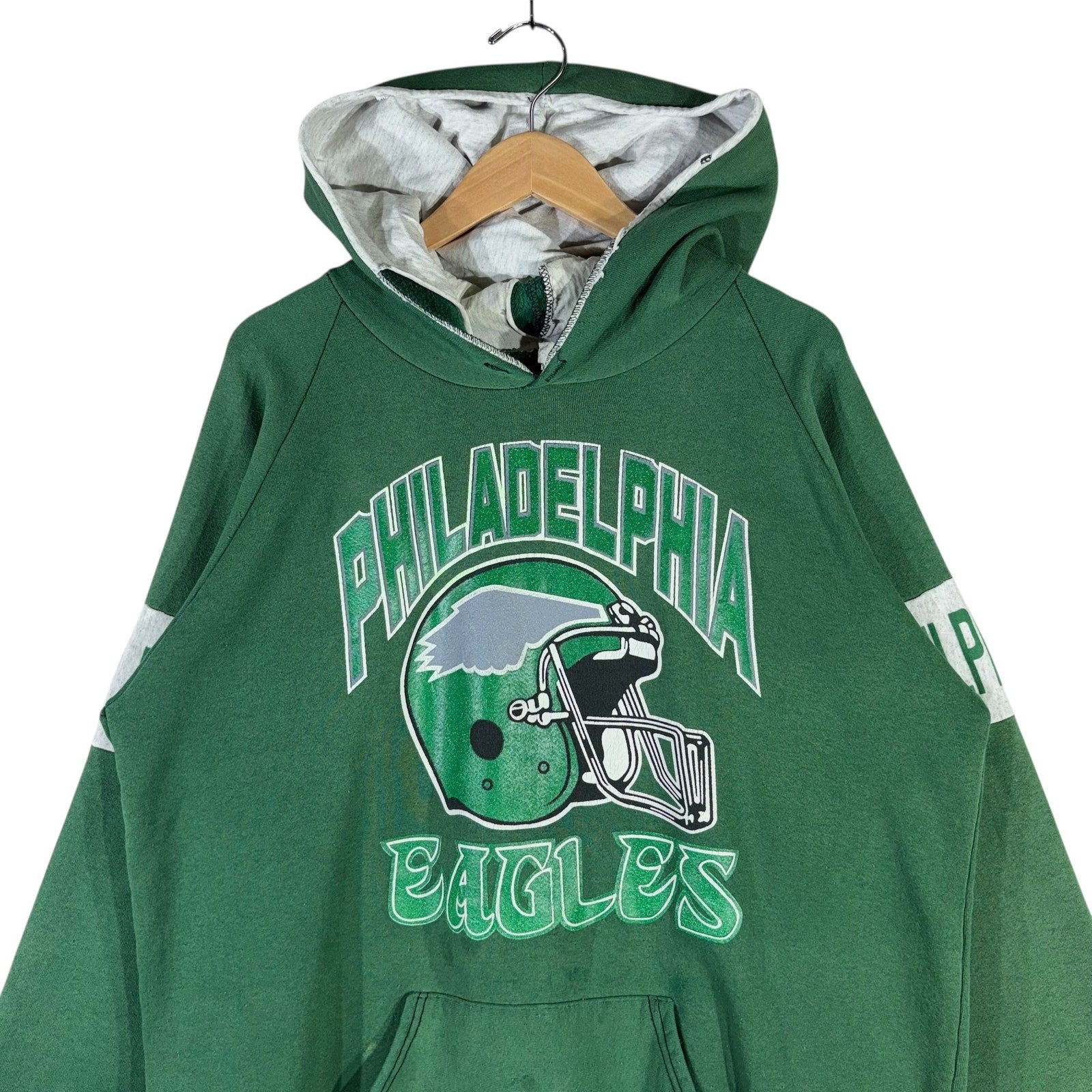 Vintage Philadelphia Eagles Helmet Spellout NFL Hoodie