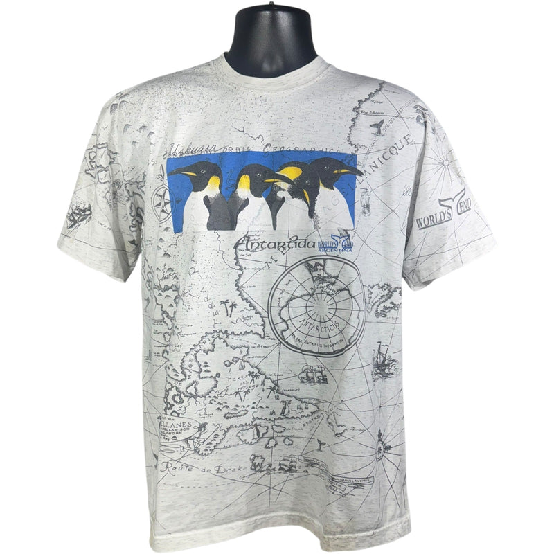 Vintage Penguins Antartica AOP Map Tee