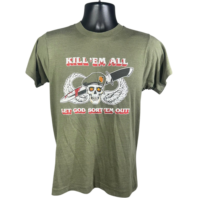 Vintage Kill 'Em All Let God Sort 'Em Out Military Tee 90s