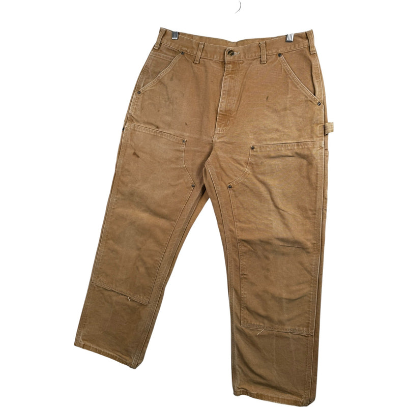Vintage Carhartt Iconic Firm Duck Double Front Dungaree Work Pants 36x32