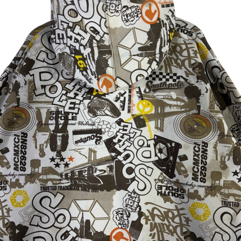 Vintage Southpole All Over Print Graffiti Full Zip Hoodie