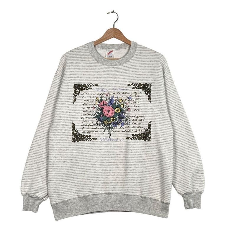 Vintage Striped Flower Bouquet Crewneck