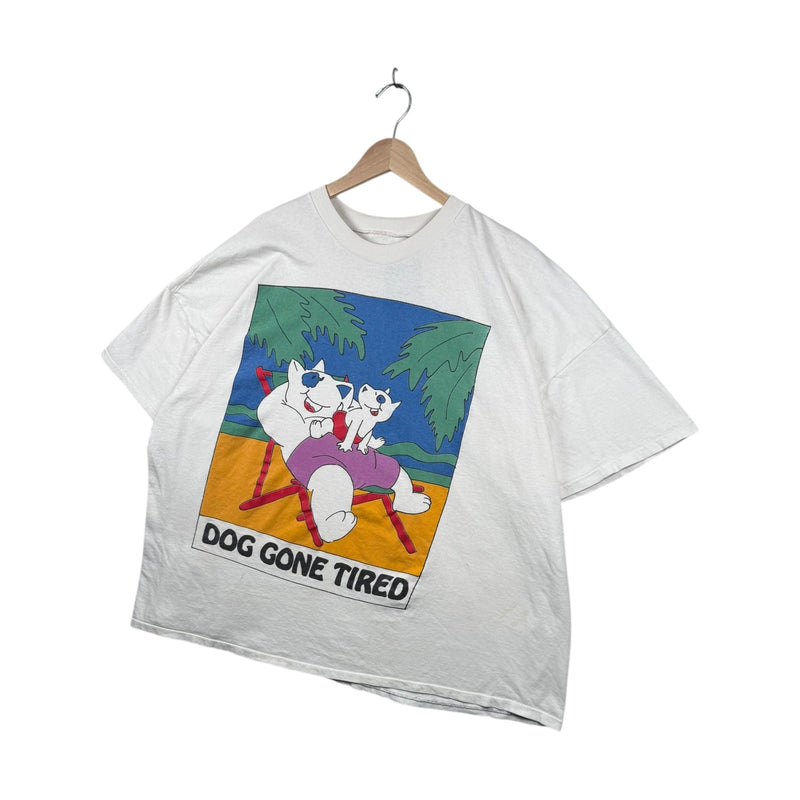 Vintage Dog Gone Tired Cartoon Graphic T-Shirt