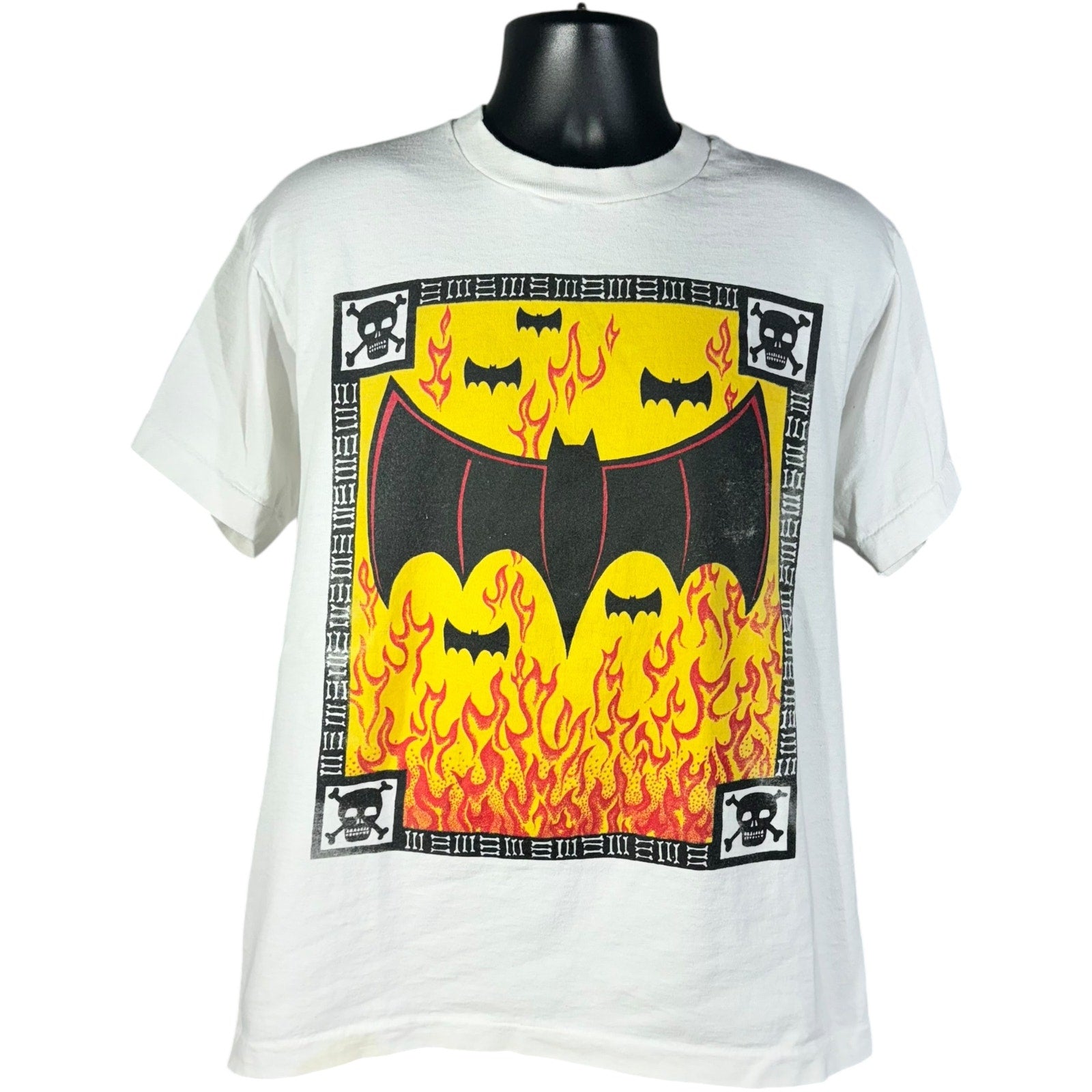 Vintage Bats In Flames Halloween Tee 90's