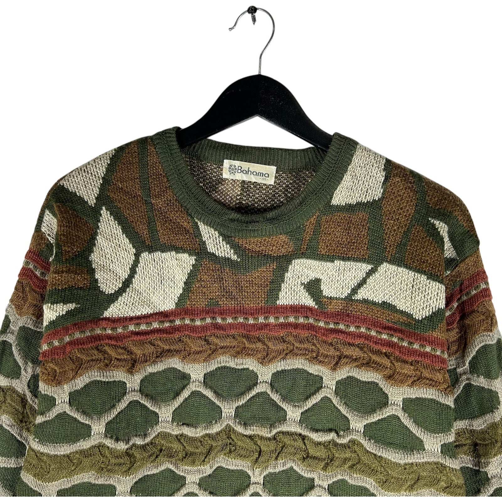 Vintage Bahama Geometric Pattern 3D Knit Sweater