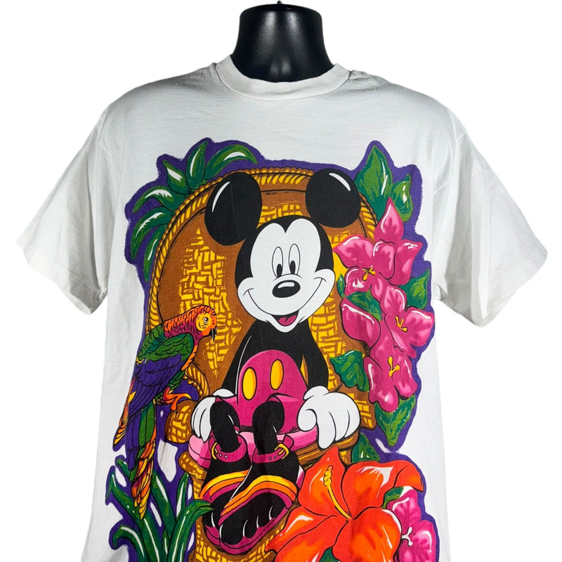 Vintage Disney Mickey Mouse Tropical Jumbo Print Tee 90s