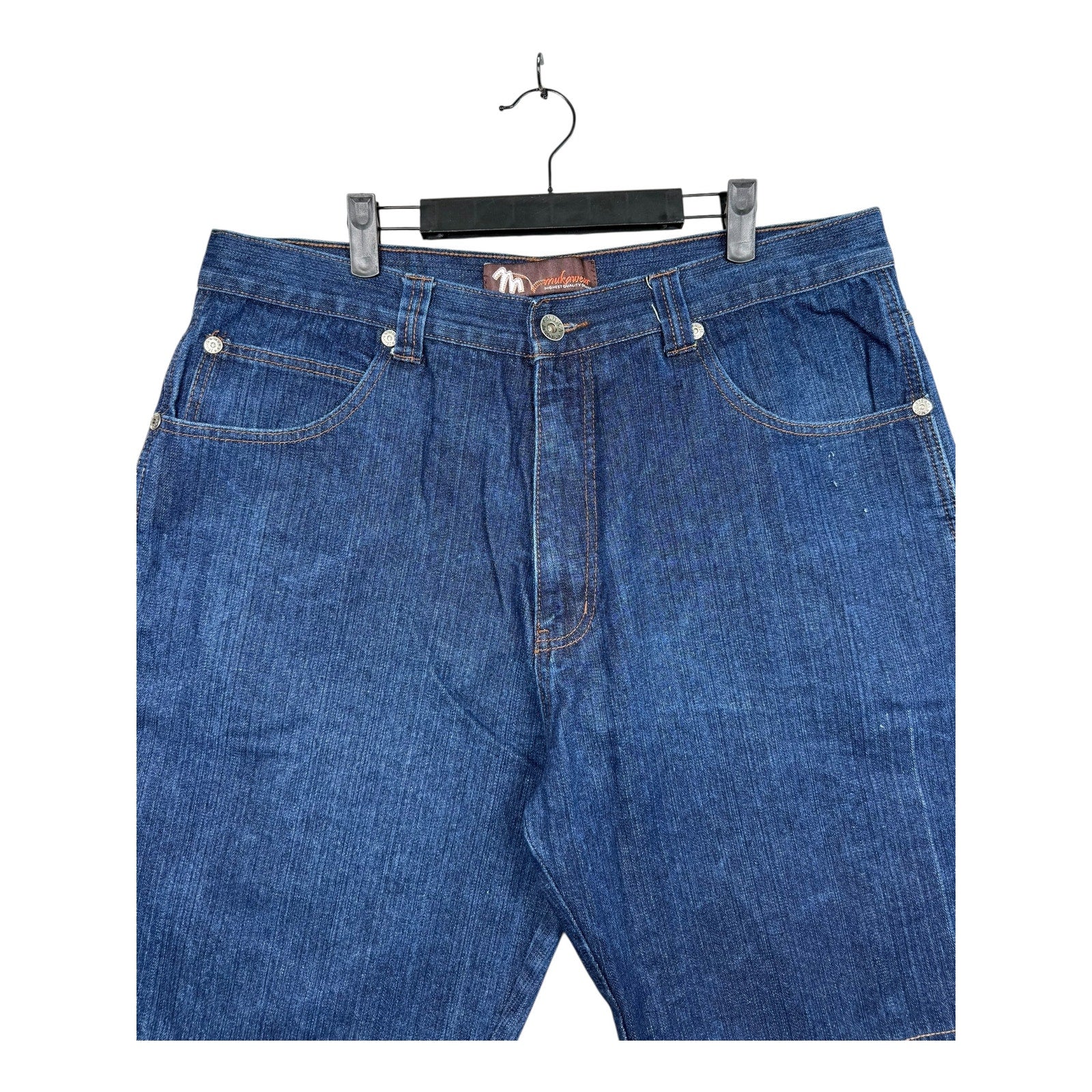 Vintage Straight Med-Wash Bermuda Jean Denim Shorts 38
