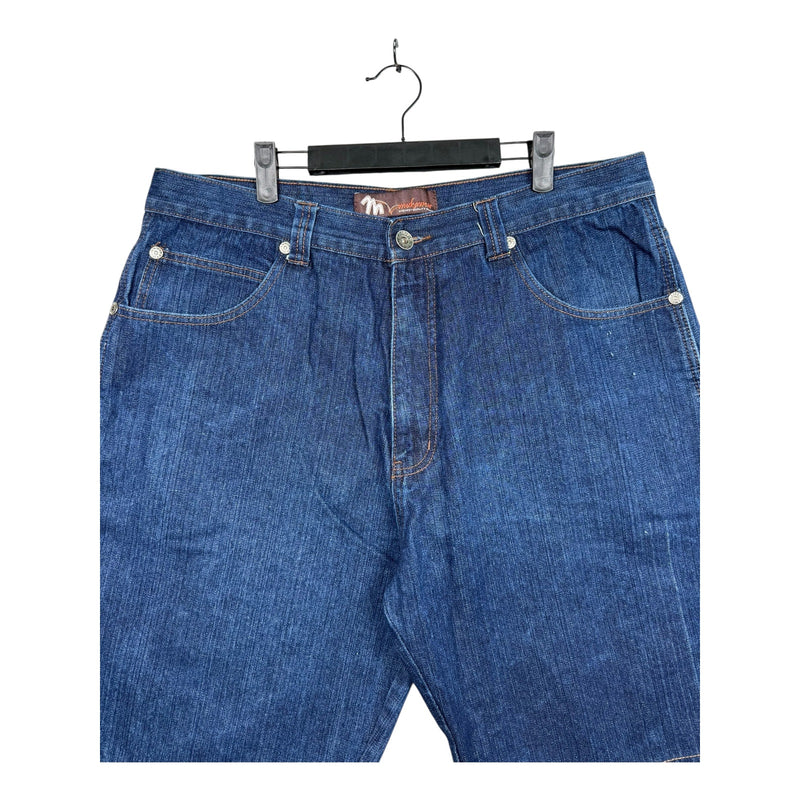 Vintage Straight Med-Wash Bermuda Jean Denim Shorts 38