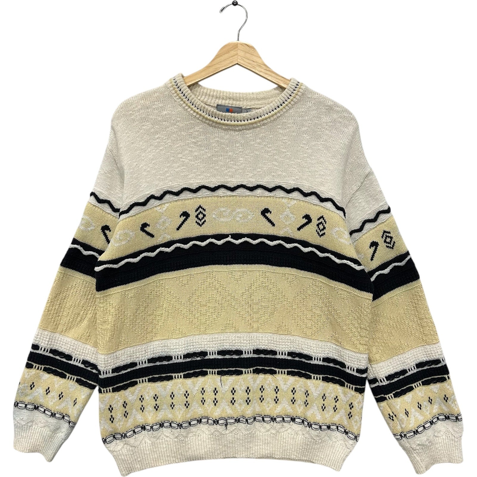 Vintage 3D Textured Patterned Knit Pullover Sweater