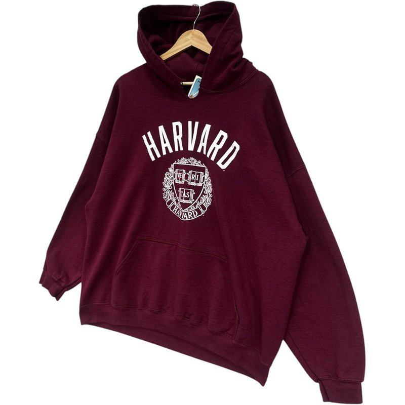 Vintage Harvard Crest Cut Neck Hoodie