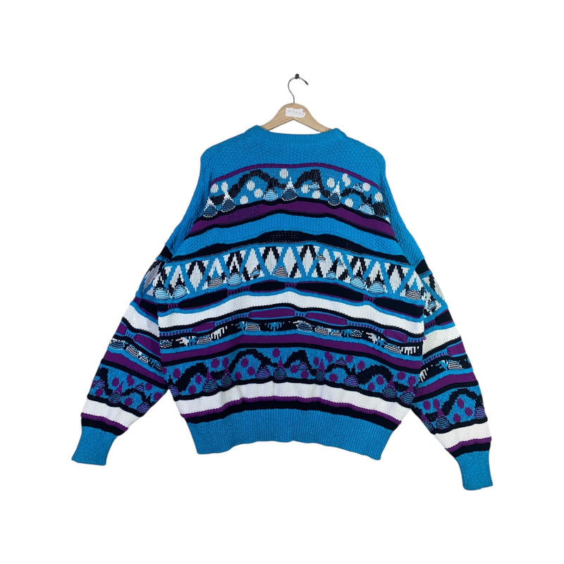 Vintage Corbin Ethnic Pattern Striped Knit Sweater