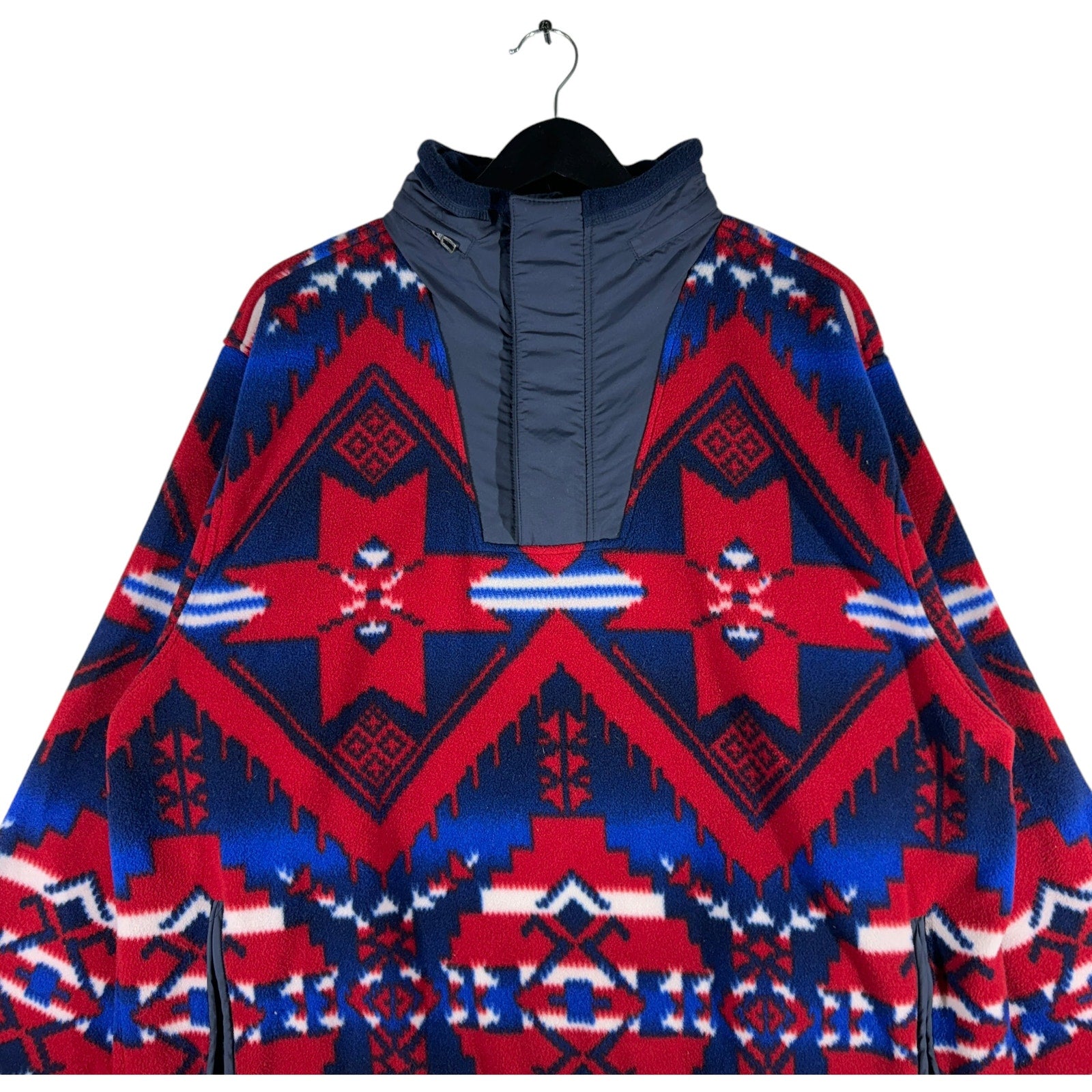 Vintage Polo Ralph Lauren Aztec 1/4 Zip Hidden Hood Fleece