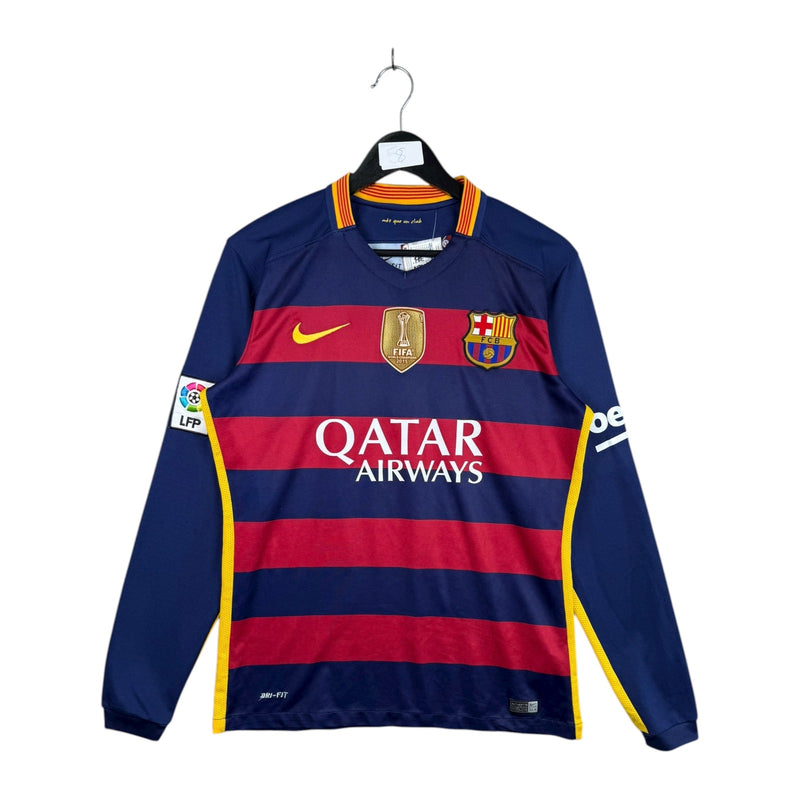 Vintage FC Barcelona Nike Qatar Airways 2015 FIFA Soccer Jersey
