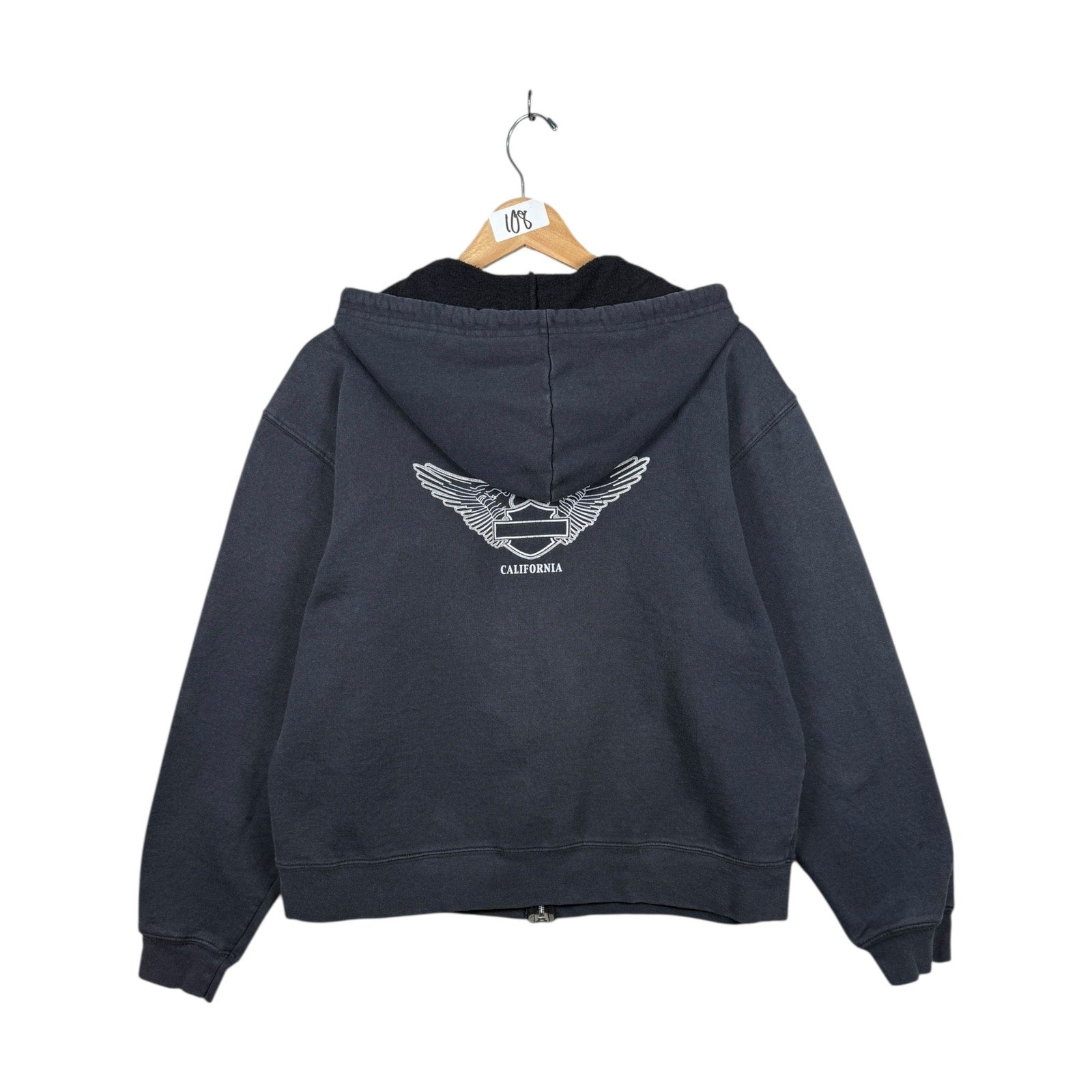 Vintage Harley Davidson H-D Embroidered Zip Up Hoodie