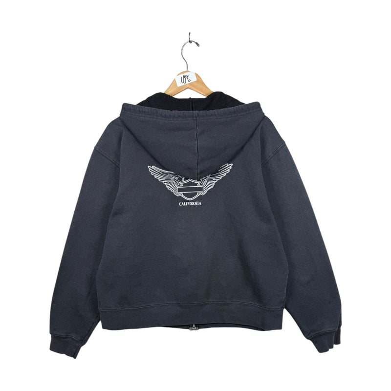 Vintage Harley Davidson H-D Embroidered Zip Up Hoodie