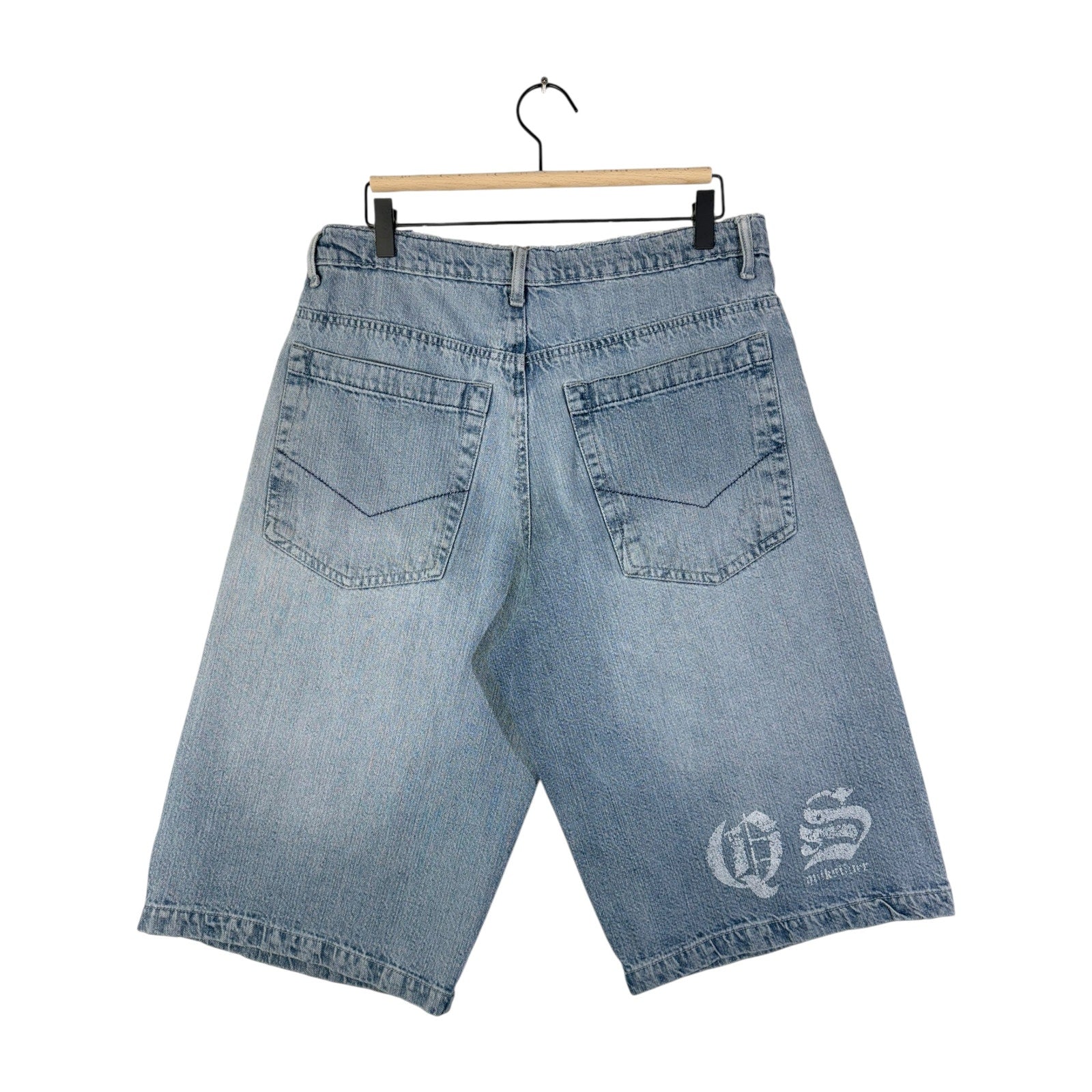 Vintage Straight Leg Printed Bermuda Denim Shorts