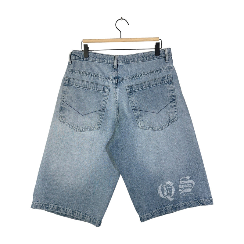 Vintage Straight Leg Printed Bermuda Denim Shorts