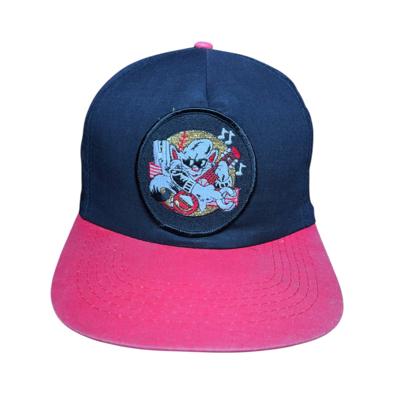 Vintage Cartoon Cat Guitar Embroidered Snapback Hat