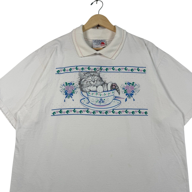 Vintage Kitten Sleeping In A Tea Cup Short Sleeve Polo