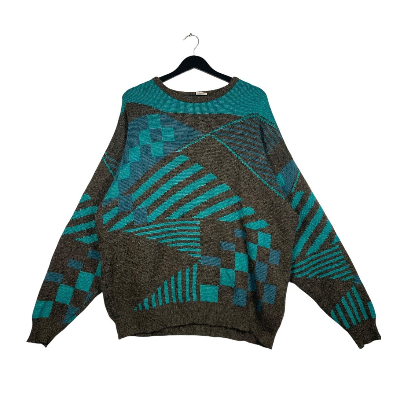 Vintage Abstract Geometrical Pattern Knit Sweater