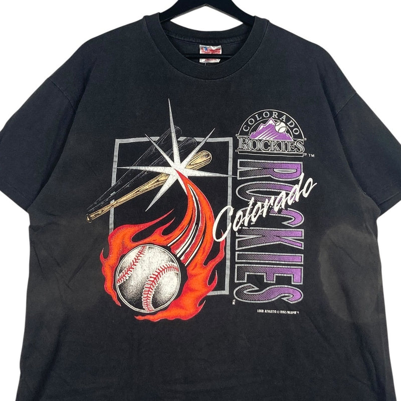 Vintage Colorado Rockies Flaming Ball MLB T-Shirt 90s