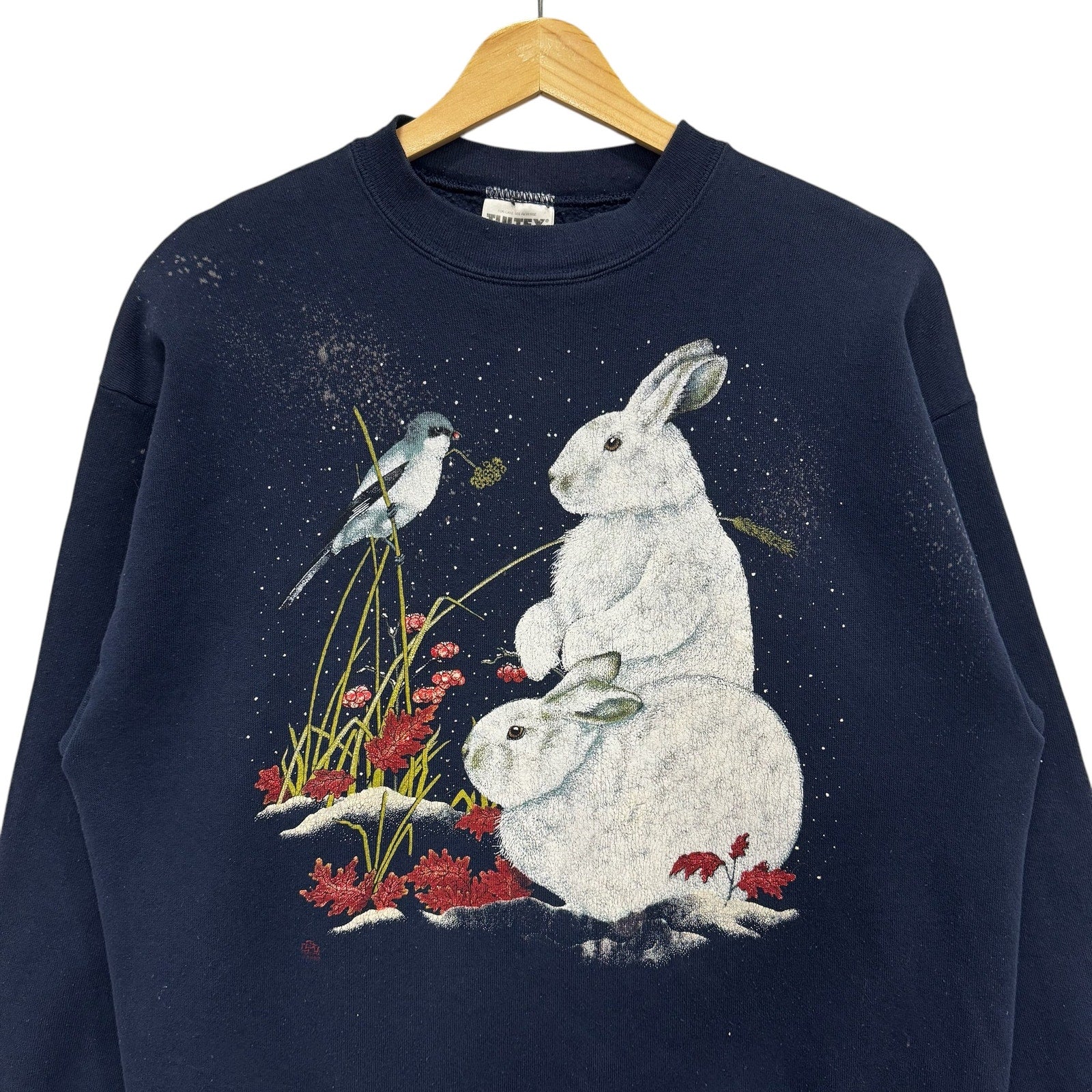 Vintage White Bunny Nature Crewneck