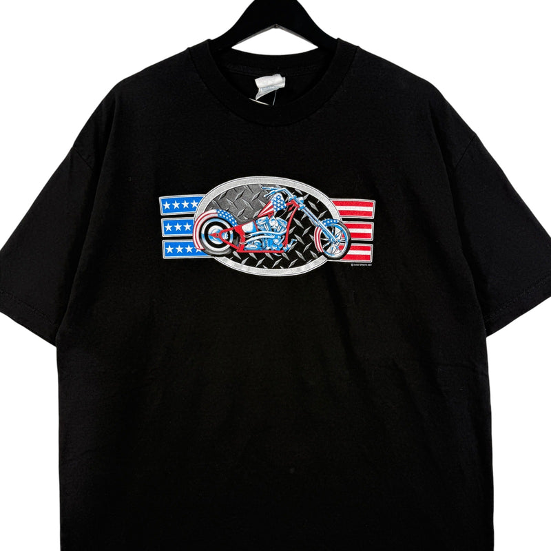 Vintage American Flag Motorcycle Biker Tee