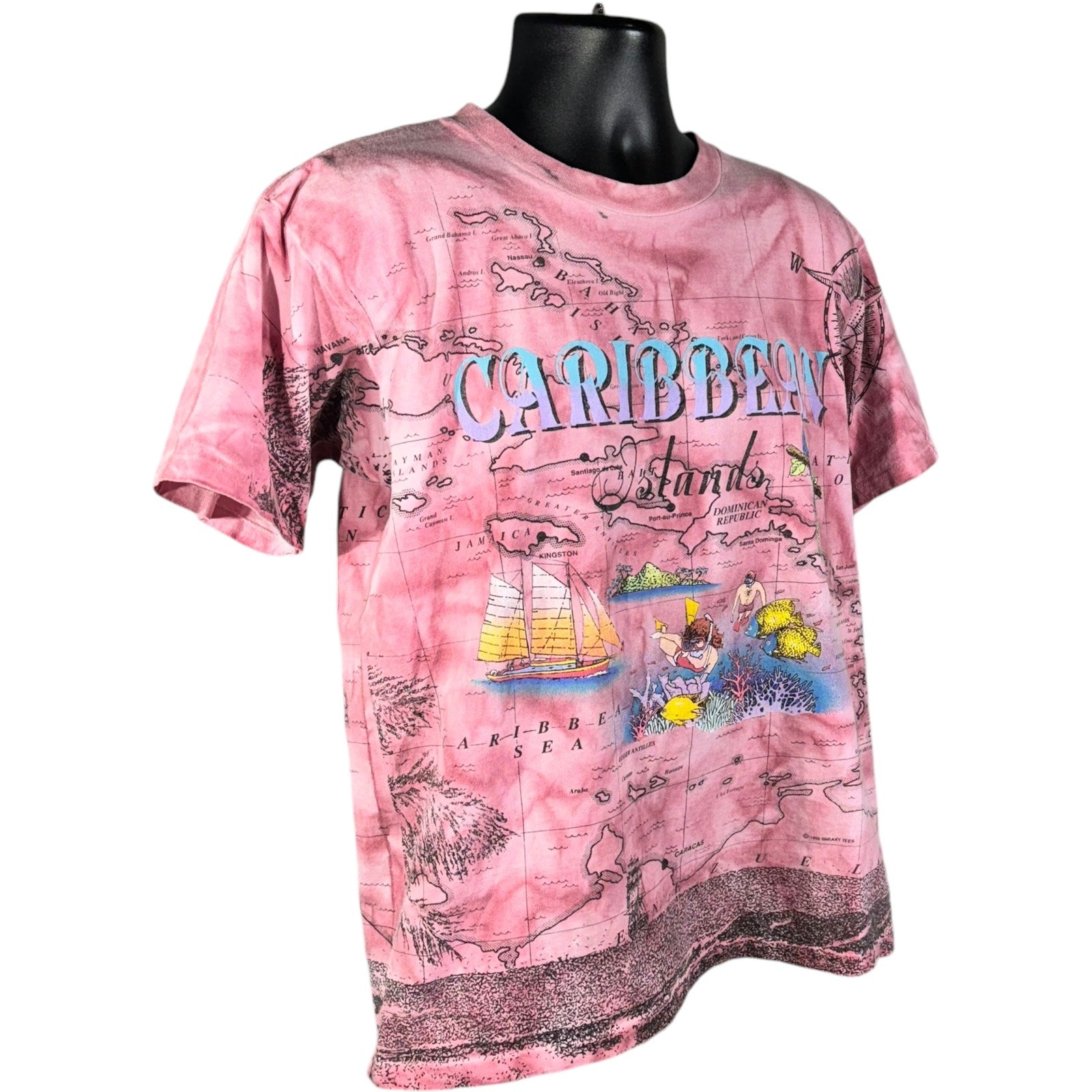 Vintage Caribbean Island Souvenir AOP Tie Dye Tee 90s