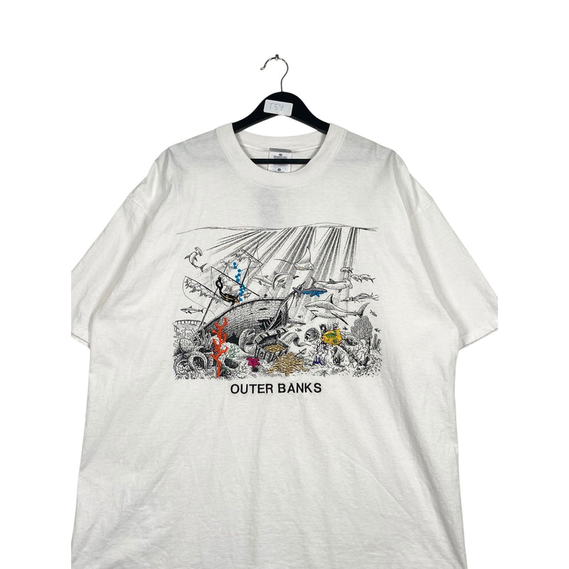 Vintage Outer Banks Sunken Ship Treasure Art T-Shirt