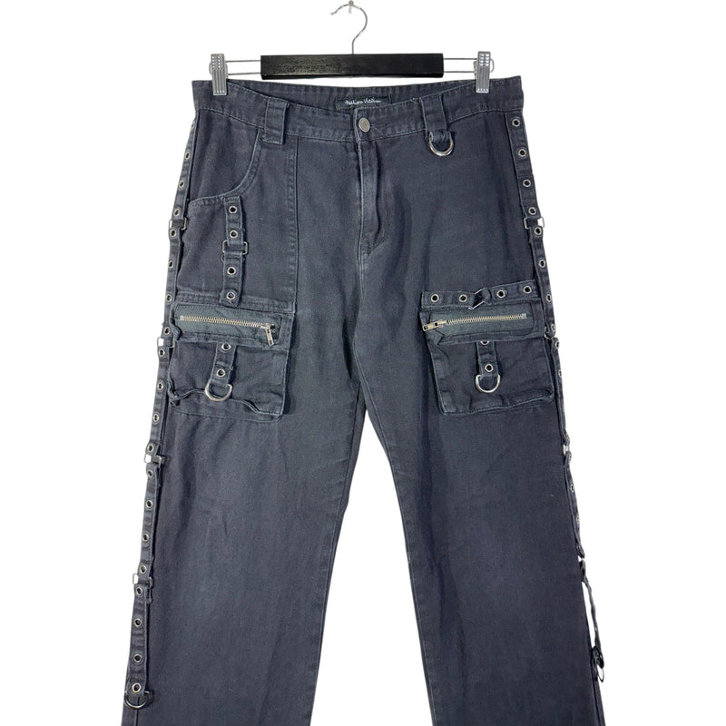 Vintage Fashion Victim Baggy Tactical Studded Straight Denim Jeans 33x31