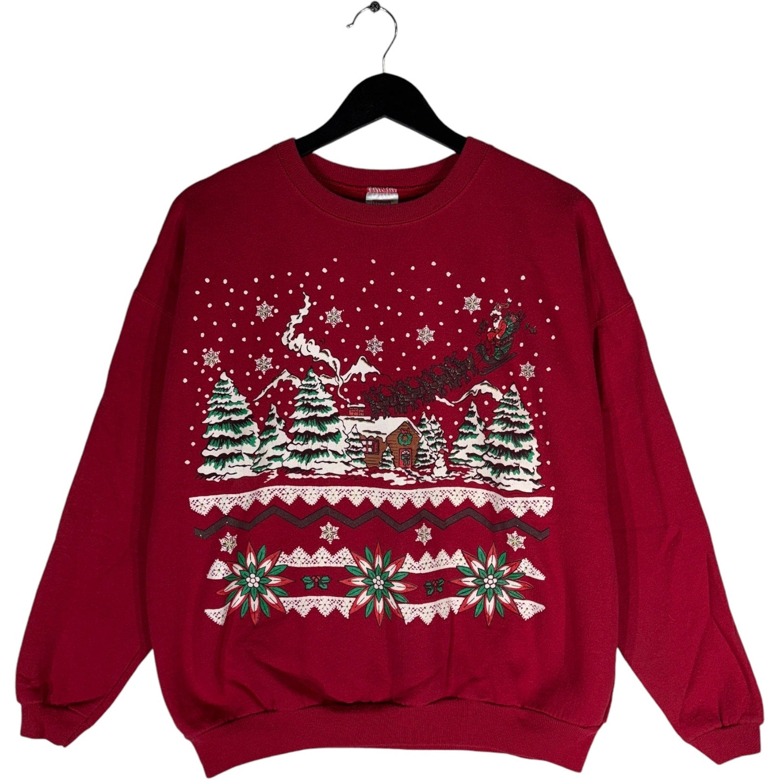 Vintage Christmas Snowy Forest Crewneck 90s