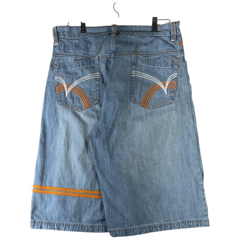 Vintage Platinum Edge Wide Leg Denim Shorts 38