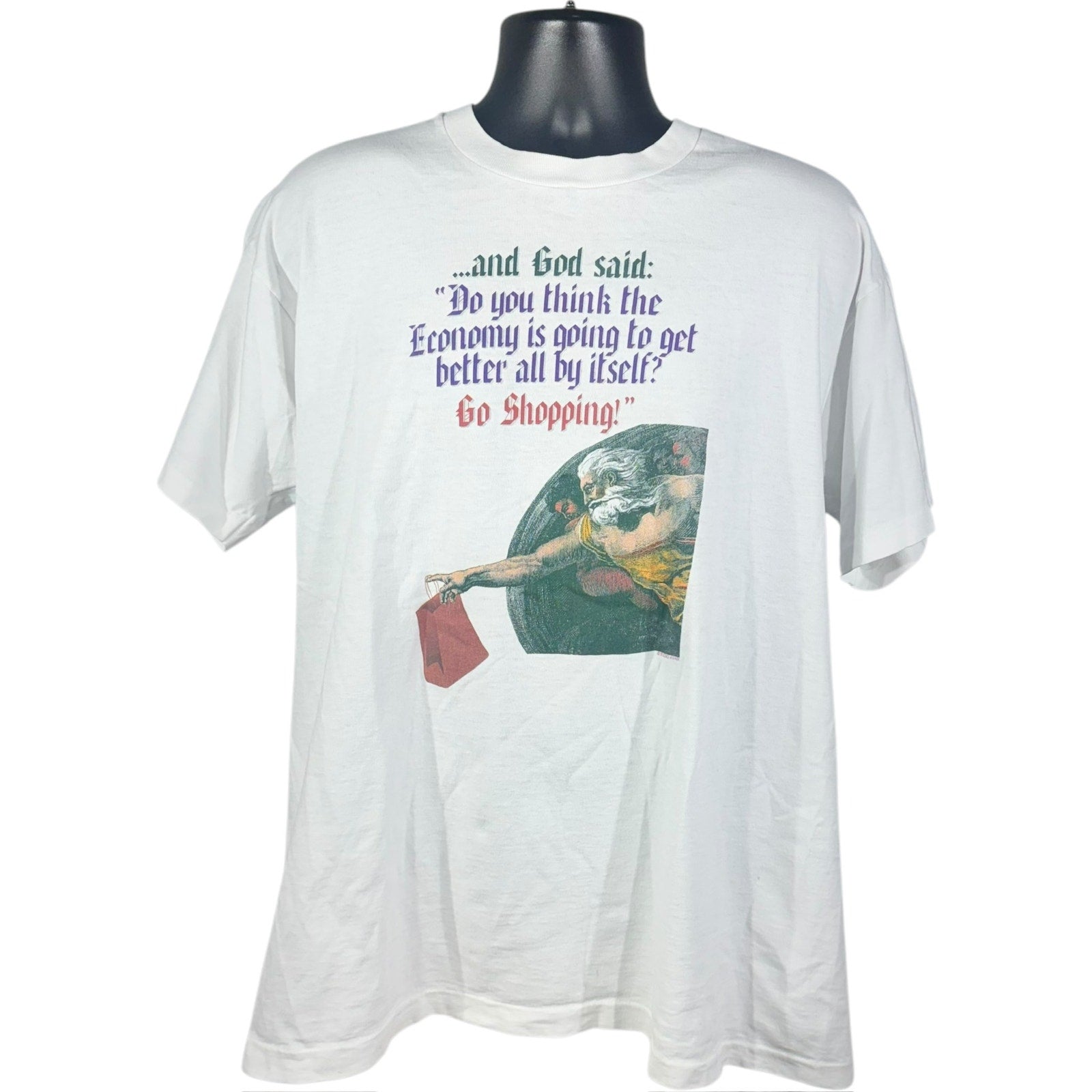 Vintage "Go Shopping" Comedic Art Tee 90s