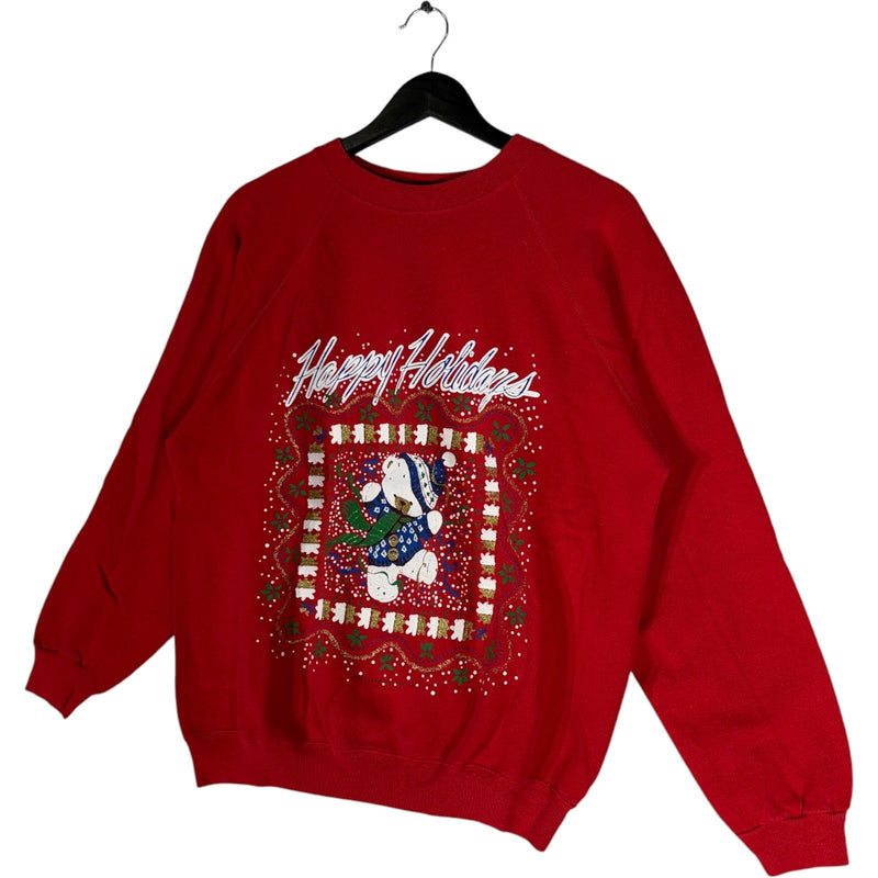 Vintage "Happy Holiday" Teddy Bear Christmas Crewneck