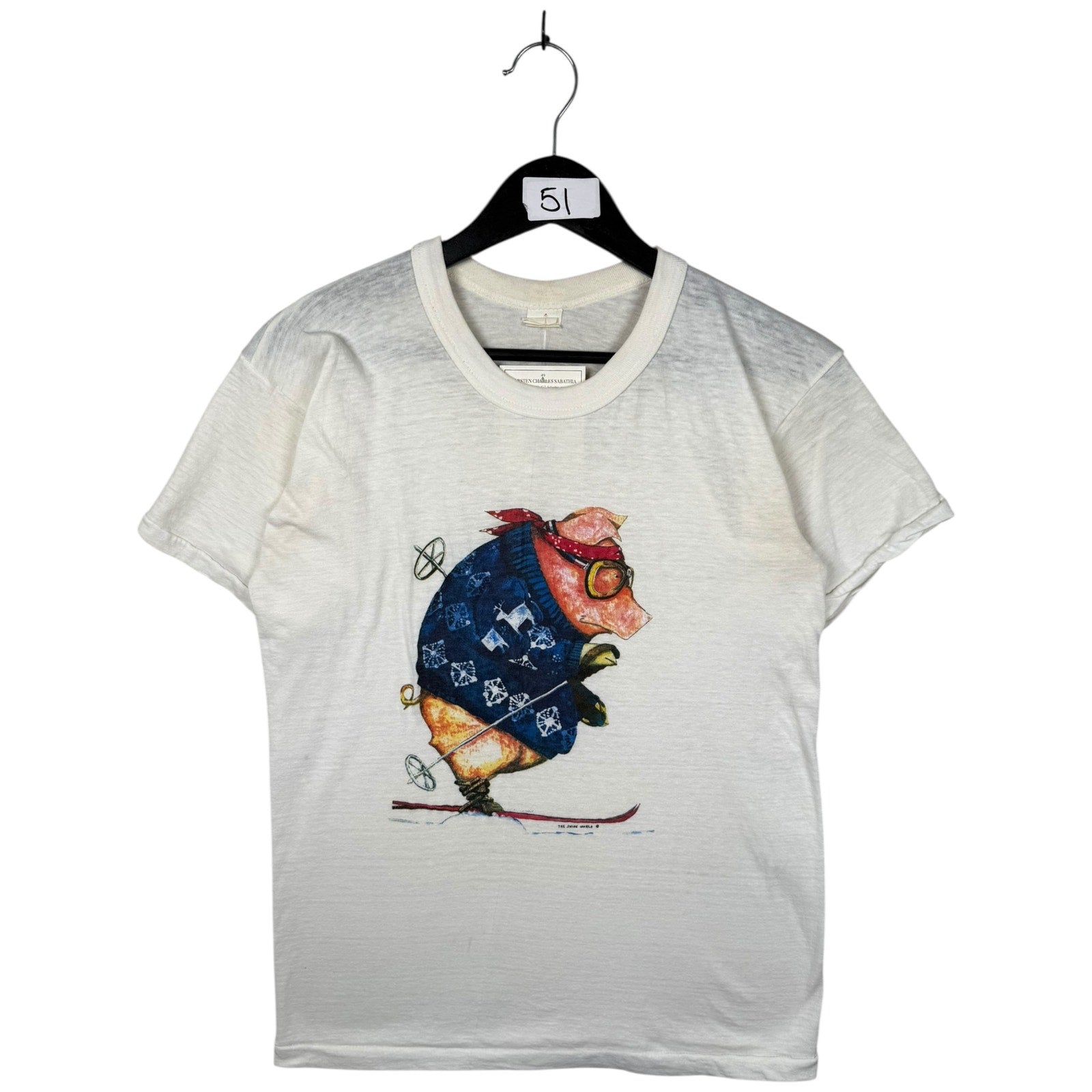 Vintage Skiing Pig T-Shirt