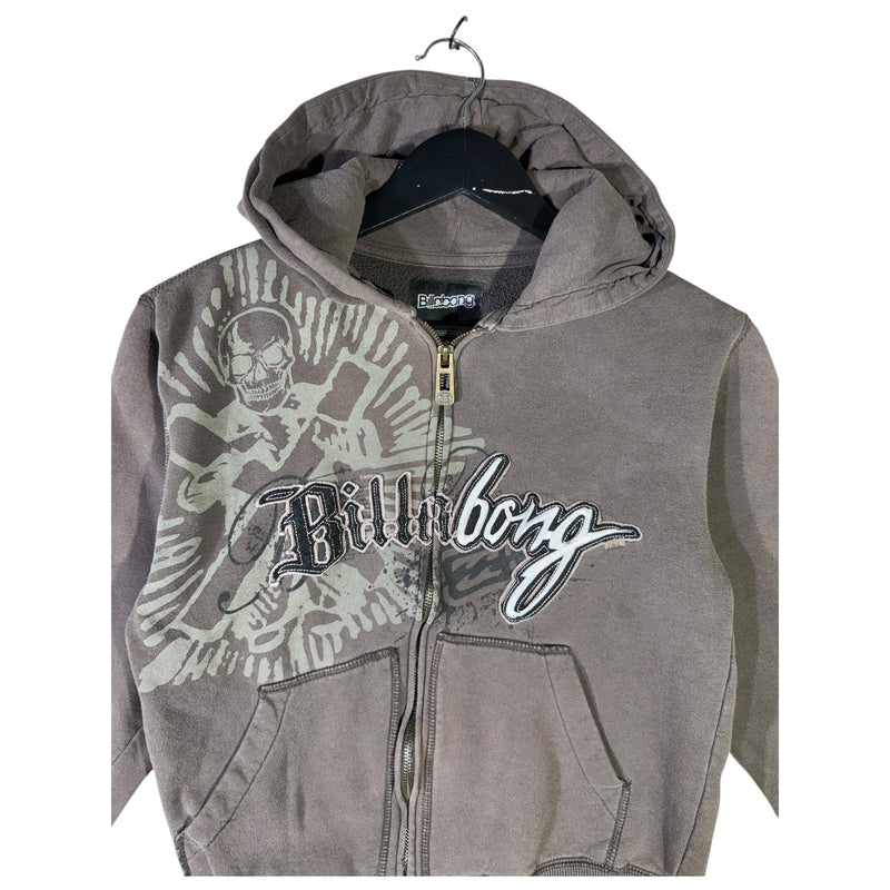 Vintage Billabong Skull Cross Tribal Graphic Full Zip Hoodie