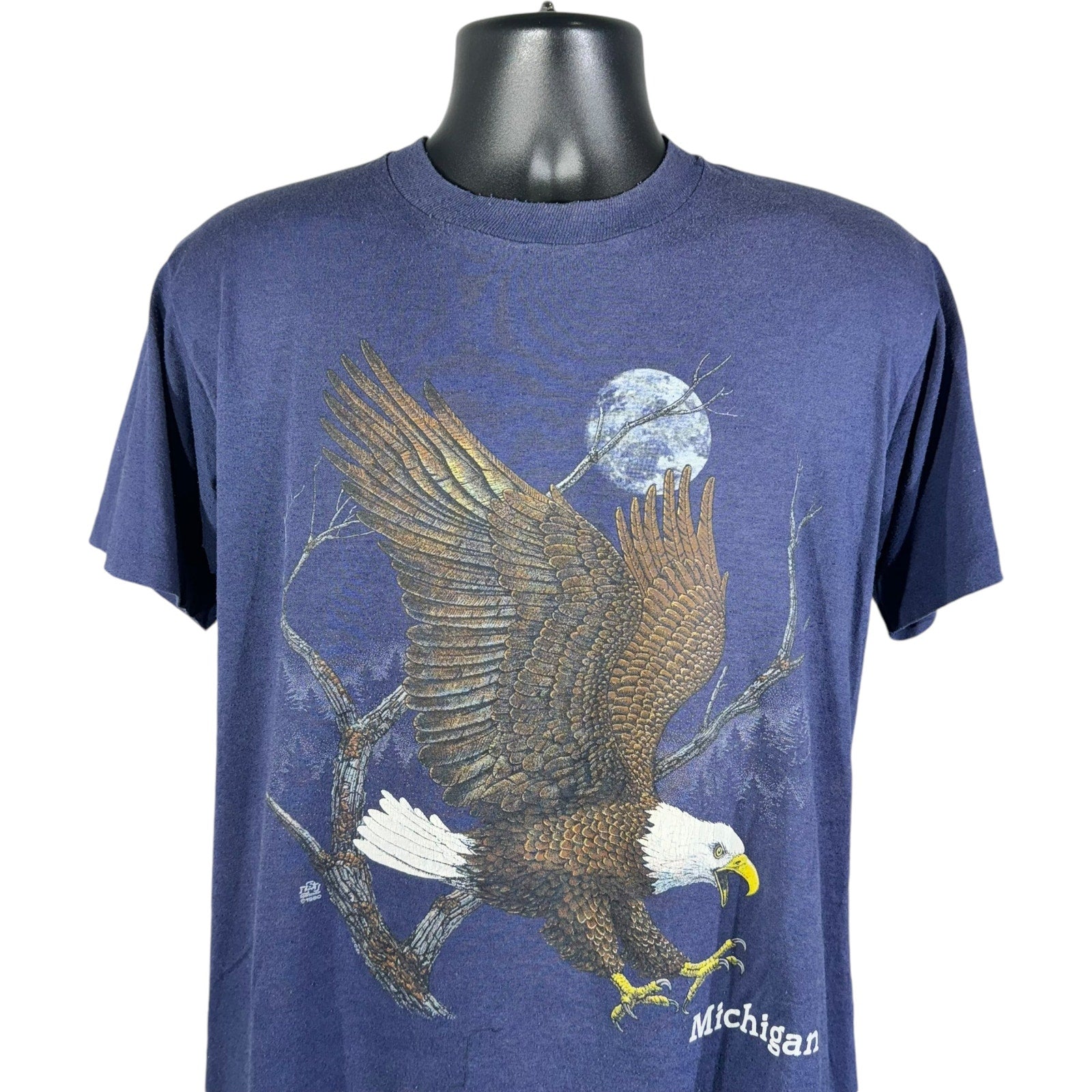 Vintage Michigan Bald Eagle Nature Souvenir Tee 90s