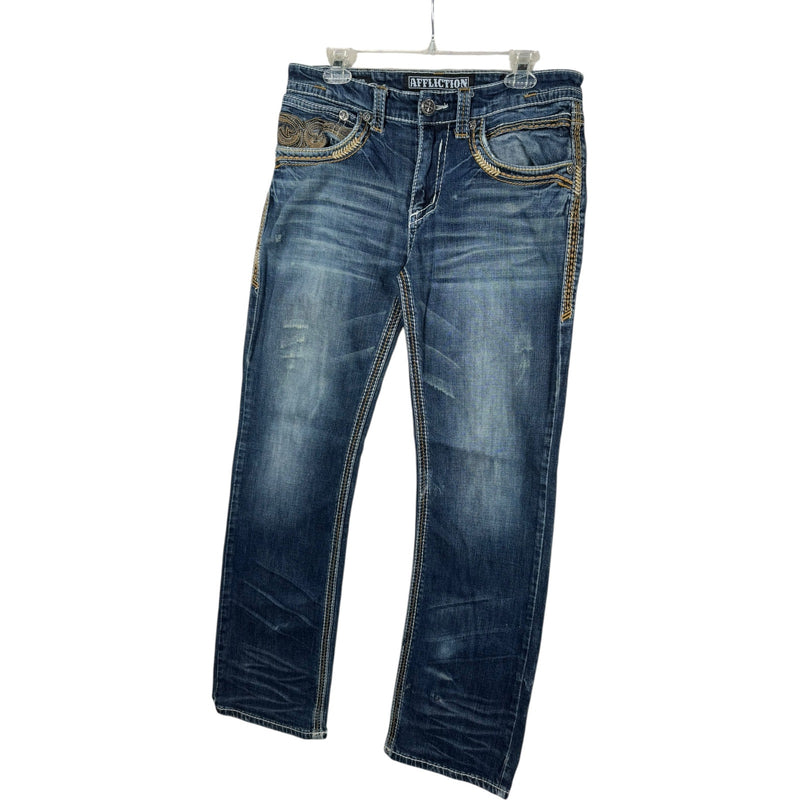 Vintage Affliction Embroidered Pockets Denim 34