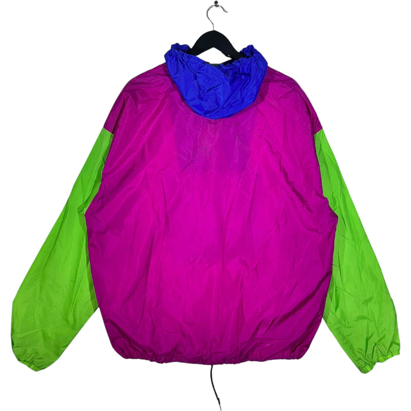 Vintage Color Block Hooded Anorak Light Jacket