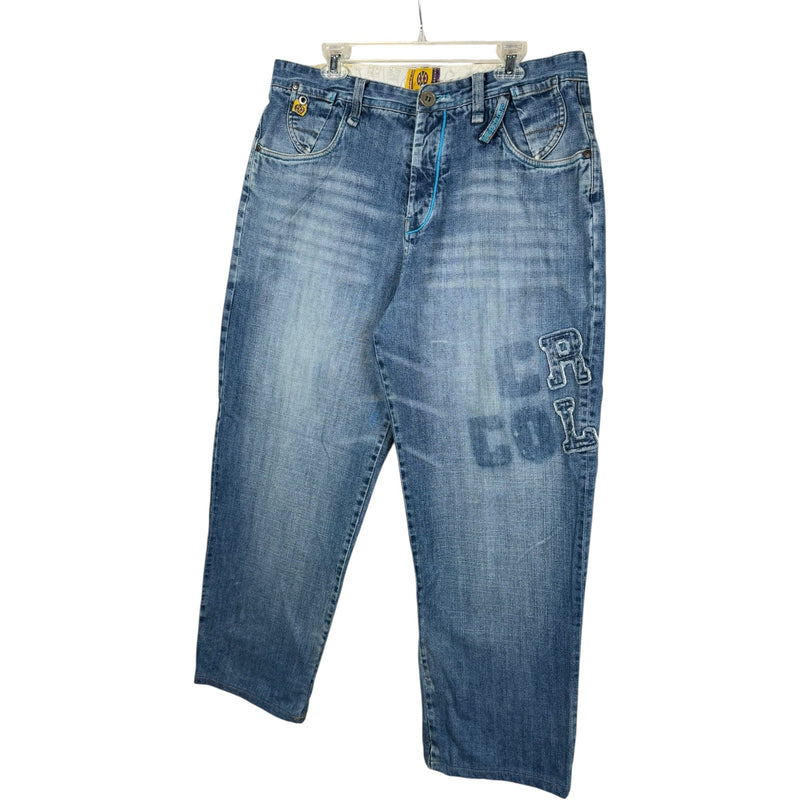 Vintage Cross Colours Embroidered Baggy Denim Jeans 38