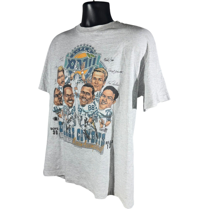 Vintage Dallas Cowboys Super Bowl 28 Caricature NFL Tee 90s